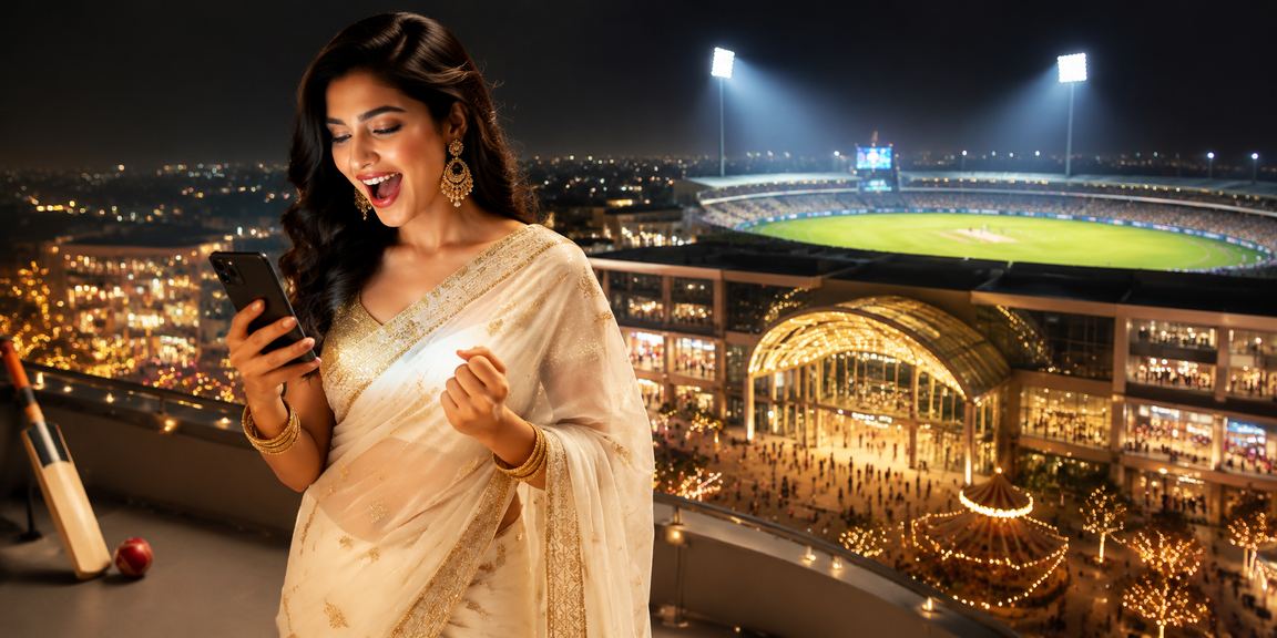 A woman in saree placing cricket bets in Delhi