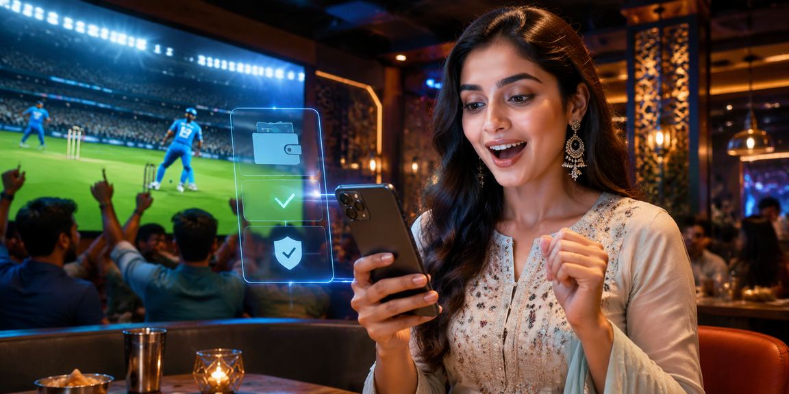 Young Indian woman playing rummy on mobile phone